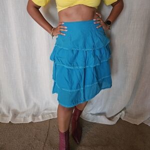 Blue Tiered Midi Skirt 🩵